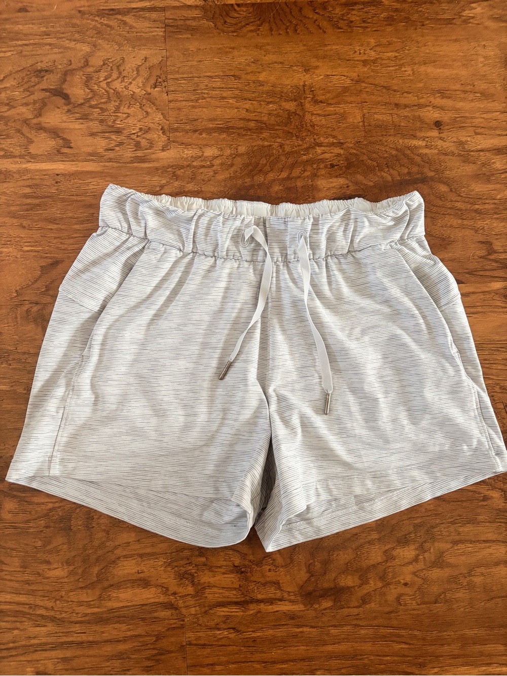 Lululemon Light Gray striped Women's Drawstring Lounge Shorts